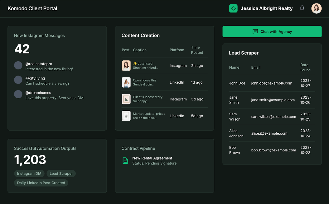 Komodo client portal screenshot
