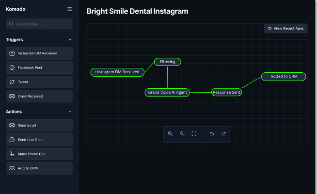 Komodo automations node portal screenshot